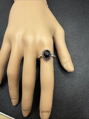 Sterling Silver Black Onyx Oval Ring Sz 9